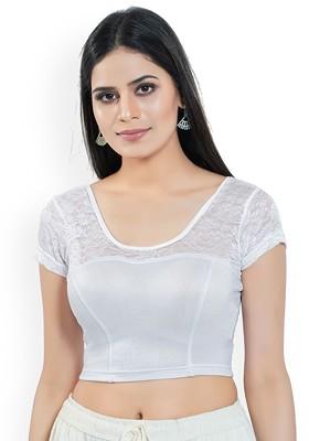 Round Neck Short Sleeves Non Padded Saree Blouse