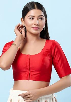 Women Round Neck Padded Saree Blouse