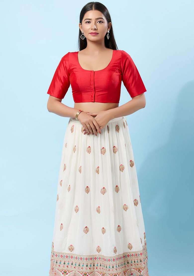 Women Round Neck Padded Saree Blouse - Indya