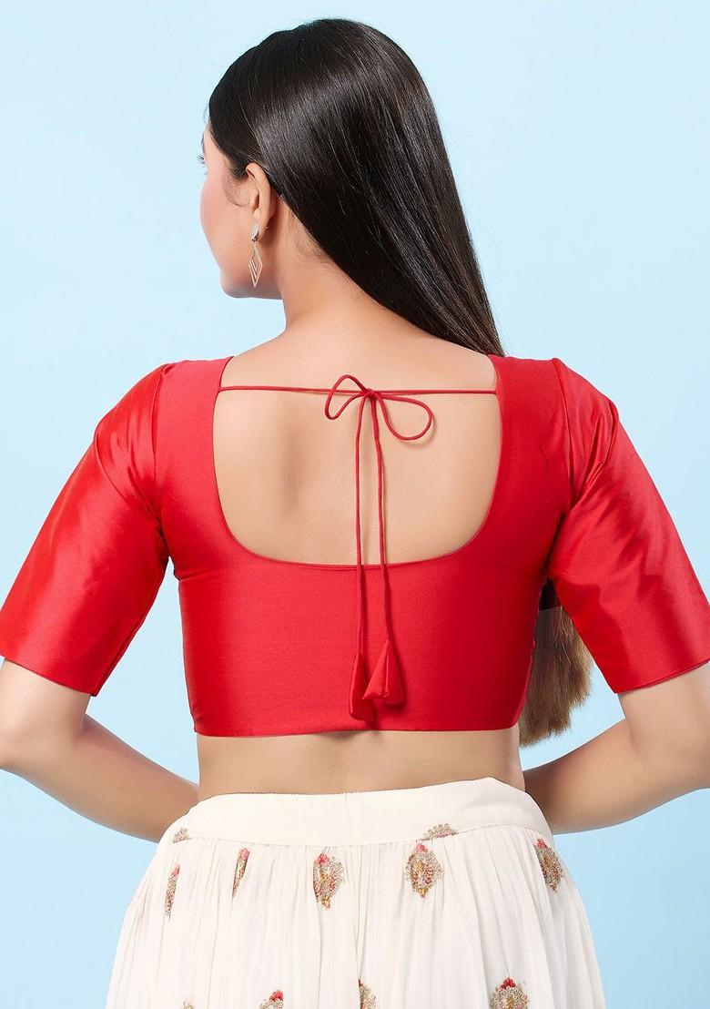 Women Round Neck Padded Saree Blouse