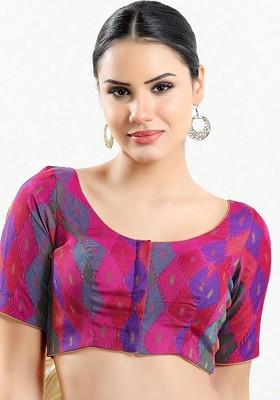 Women Round Neck Padded Saree Blouse