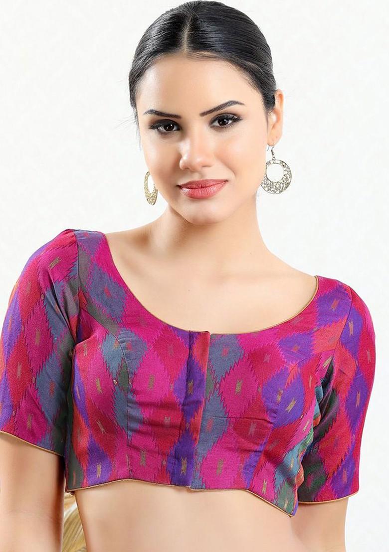 Women Round Neck Padded Saree Blouse