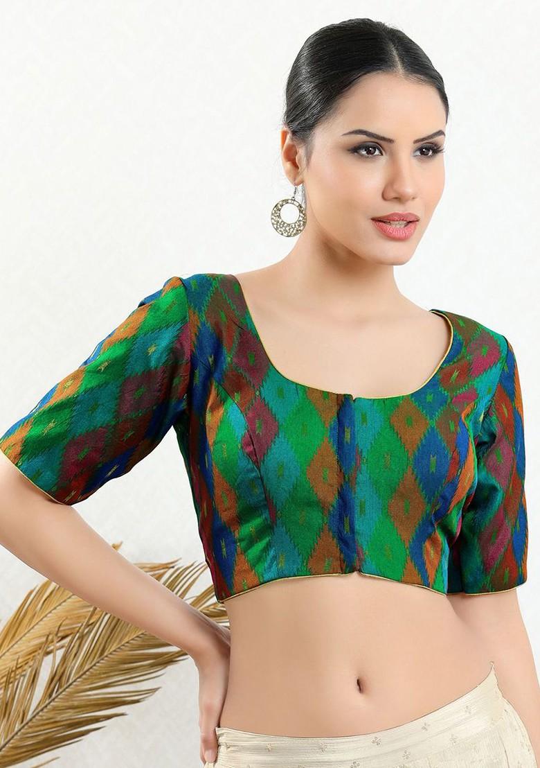 Women Round Neck Padded Saree Blouse