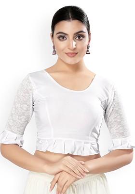 Round Neck Non Padded Stretchable Saree Blouse