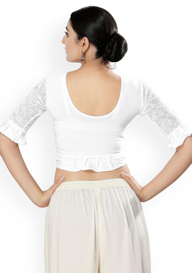 Round Neck Non Padded Stretchable Saree Blouse