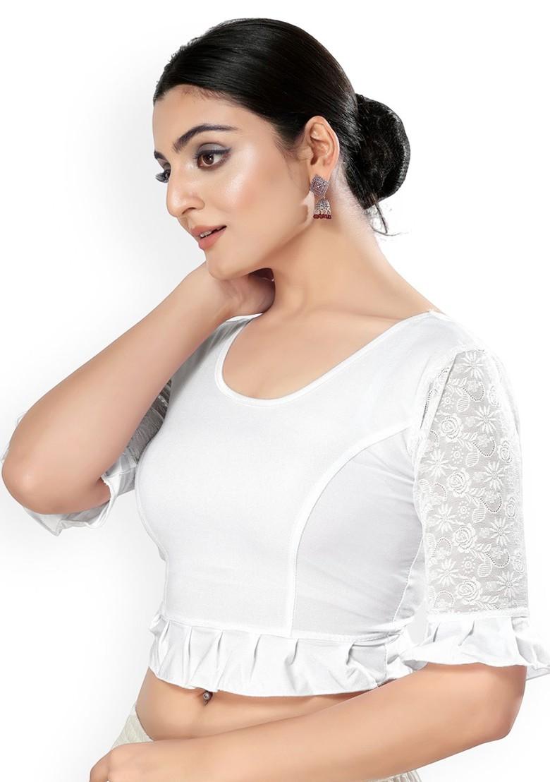 Round Neck Non Padded Stretchable Saree Blouse