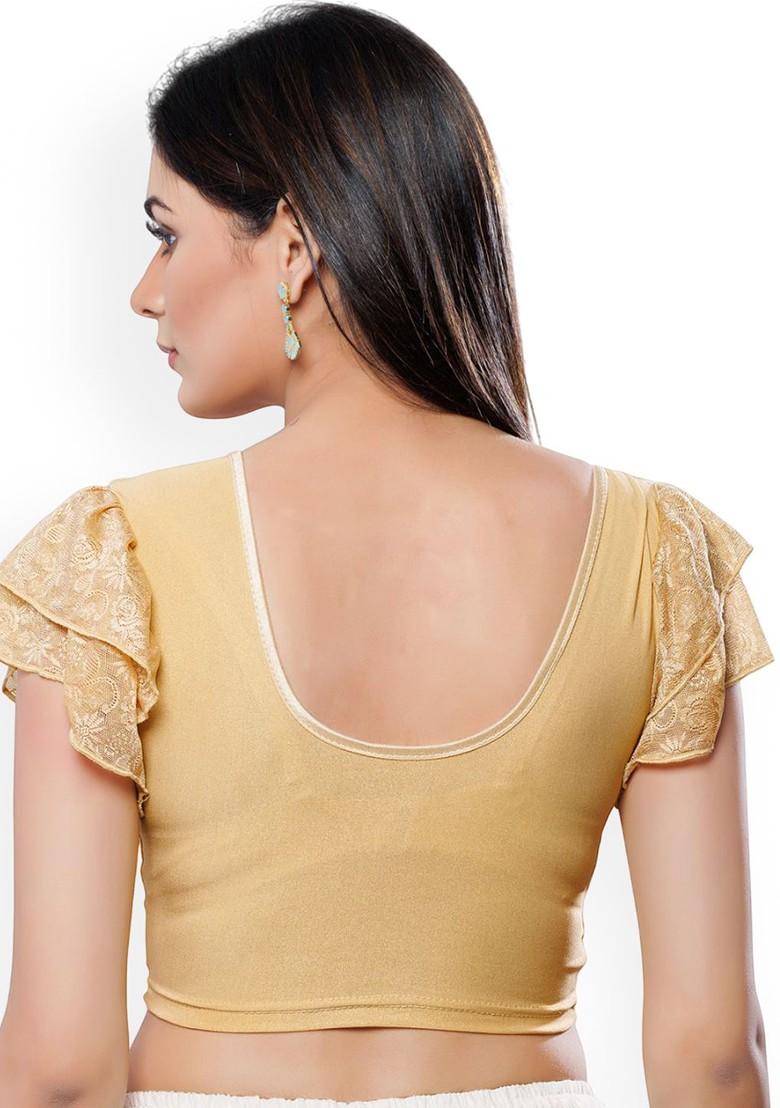 Round Neck Short Sleeves Non Padded Saree Blouse