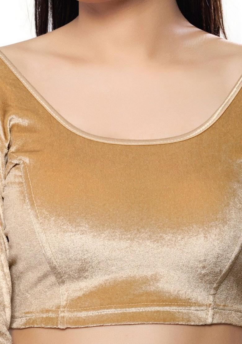 Velvet Round Neck Non Padded Stretchable Saree Blouse