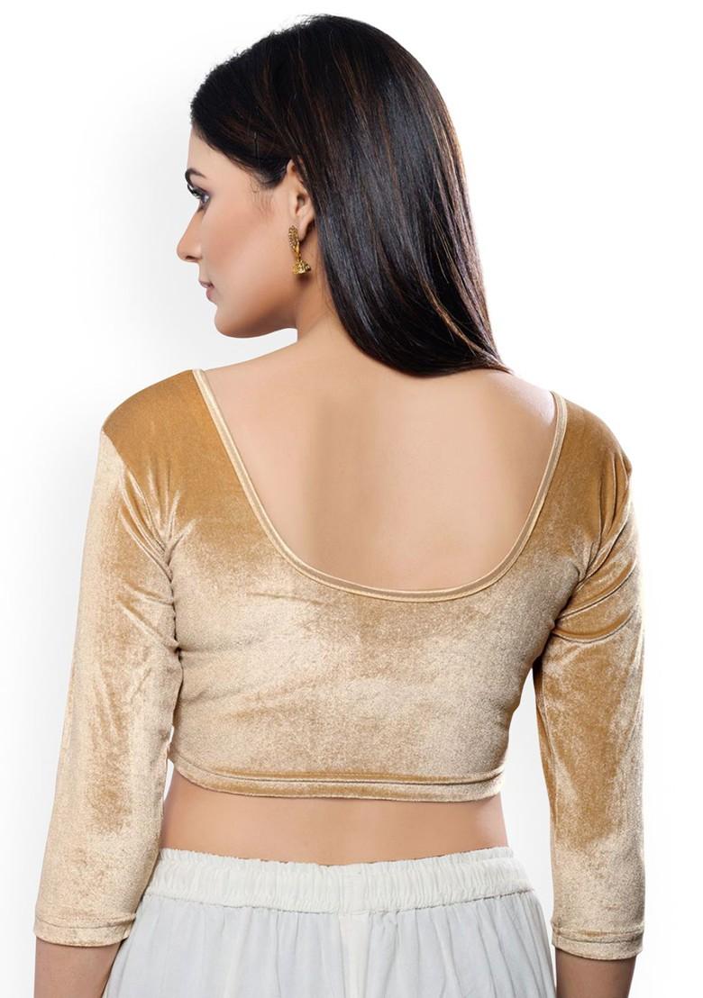 Velvet Round Neck Non Padded Stretchable Saree Blouse