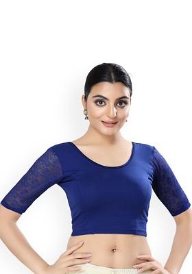 Round Neck Short Sleeves Non Padded Saree Blouse