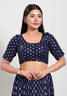 Women Round Neck Padded Saree Blouse