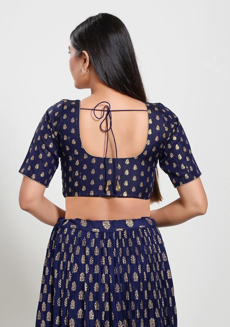 Women Round Neck Padded Saree Blouse