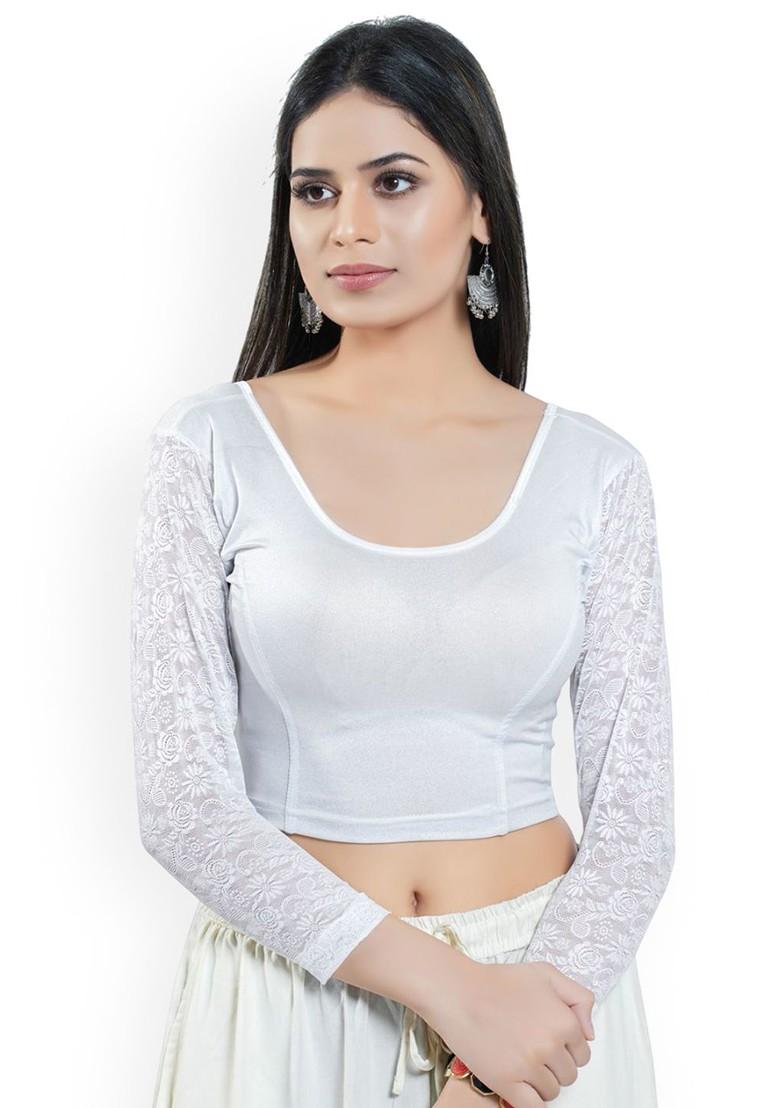 Round Neck Non Padded Stretchable Saree Blouse