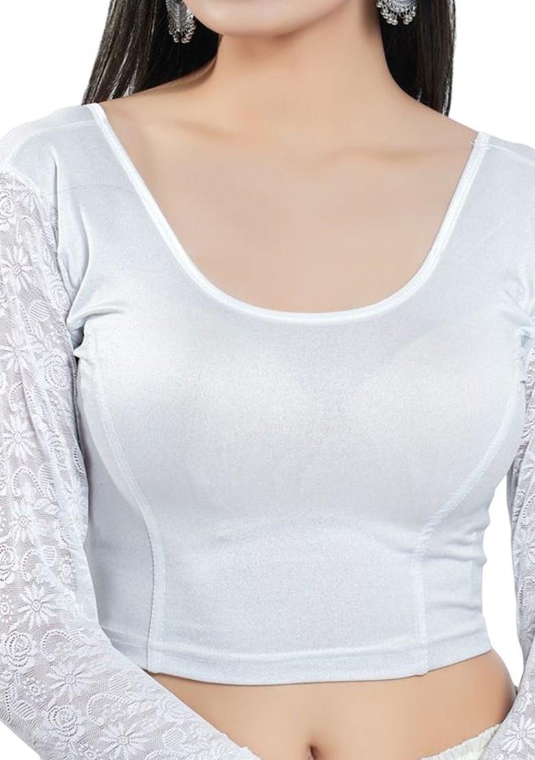 Round Neck Non Padded Stretchable Saree Blouse