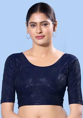 Embellished Round Neck Stretchable Saree Blouse