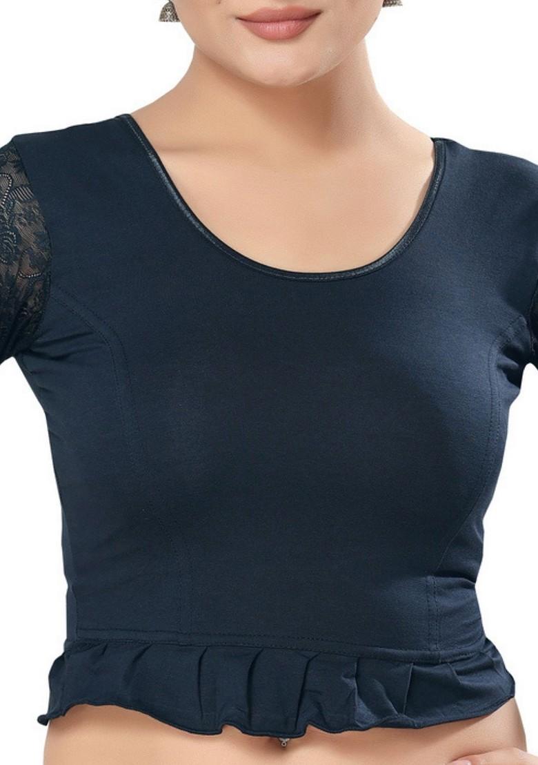 Round Neck Non Padded Stretchable Saree Blouse