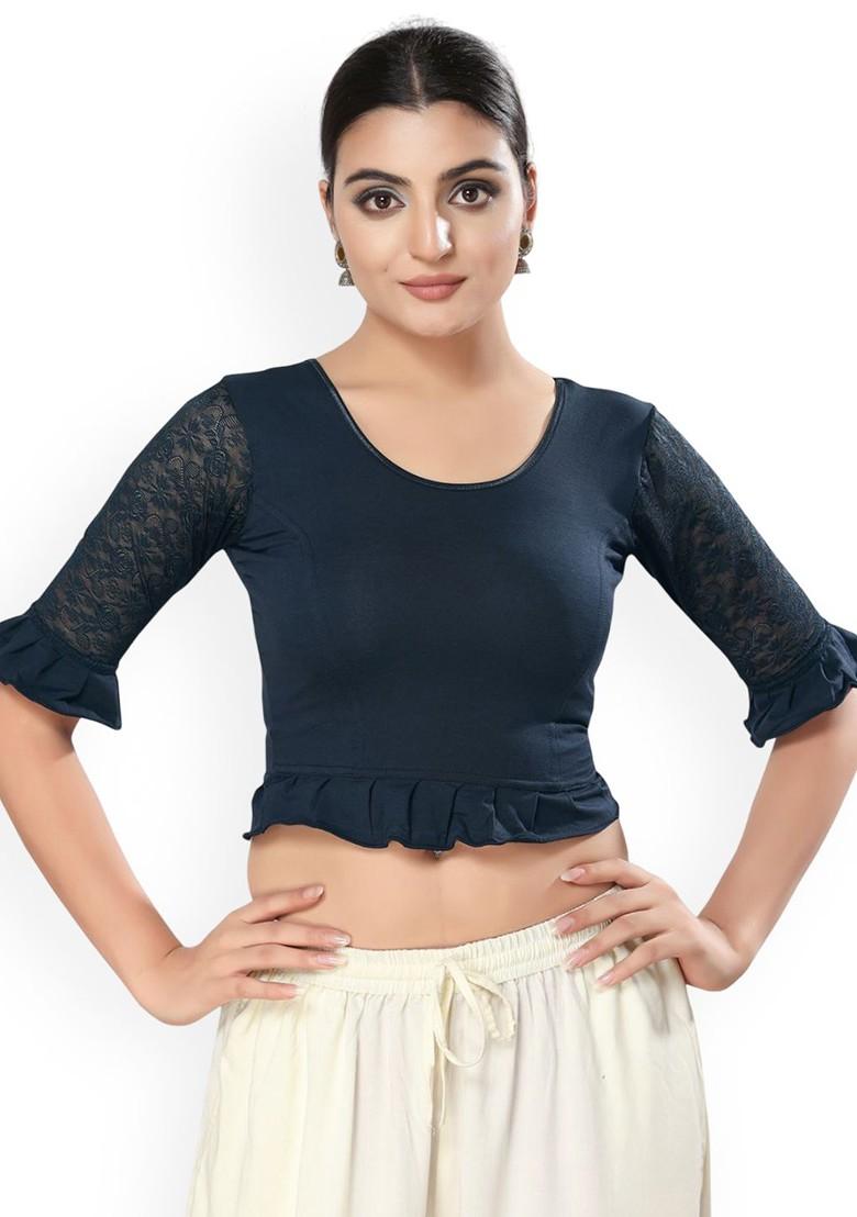 Round Neck Non Padded Stretchable Saree Blouse