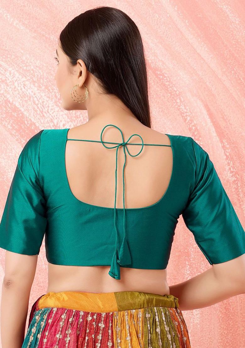 Women Round Neck Padded Saree Blouse