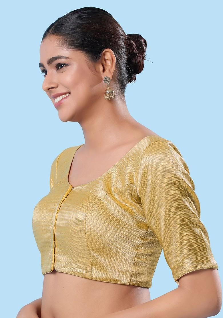 Women Round Neck Padded Saree Blouse