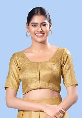 Women Round Neck Padded Saree Blouse