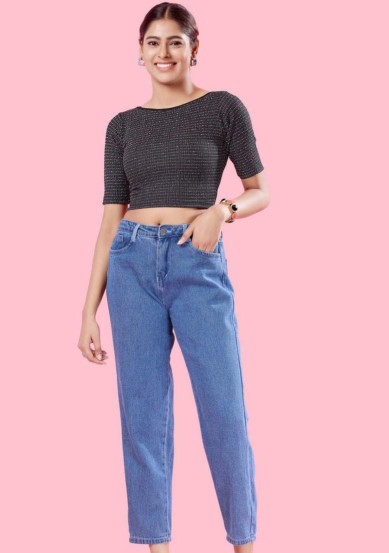 Round Neck Short Sleeves Non Padded Saree Blouse