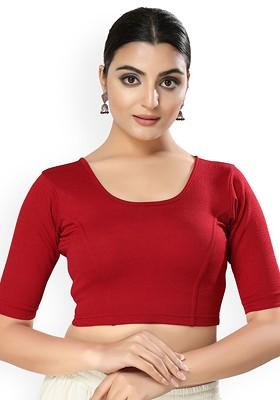 Silk Round Neck Non Padded Saree Blouse