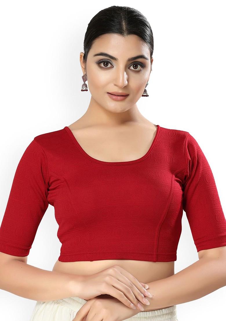 Silk Round Neck Non Padded Saree Blouse