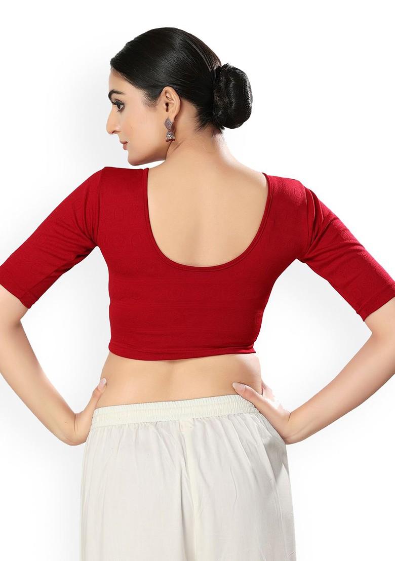 Silk Round Neck Non Padded Saree Blouse