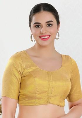 Silk Round Neck Padded Saree Blouse