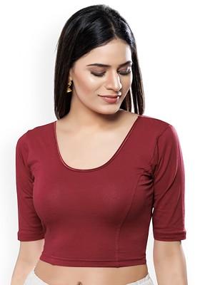 Women Round Neck Non Padded Stretchable Saree Blouse