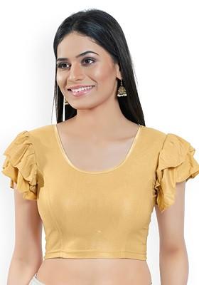 U Neck Short Sleeves Non Padded Saree Blouse