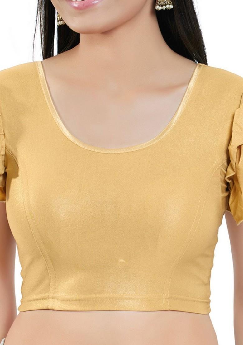 U Neck Short Sleeves Non Padded Saree Blouse