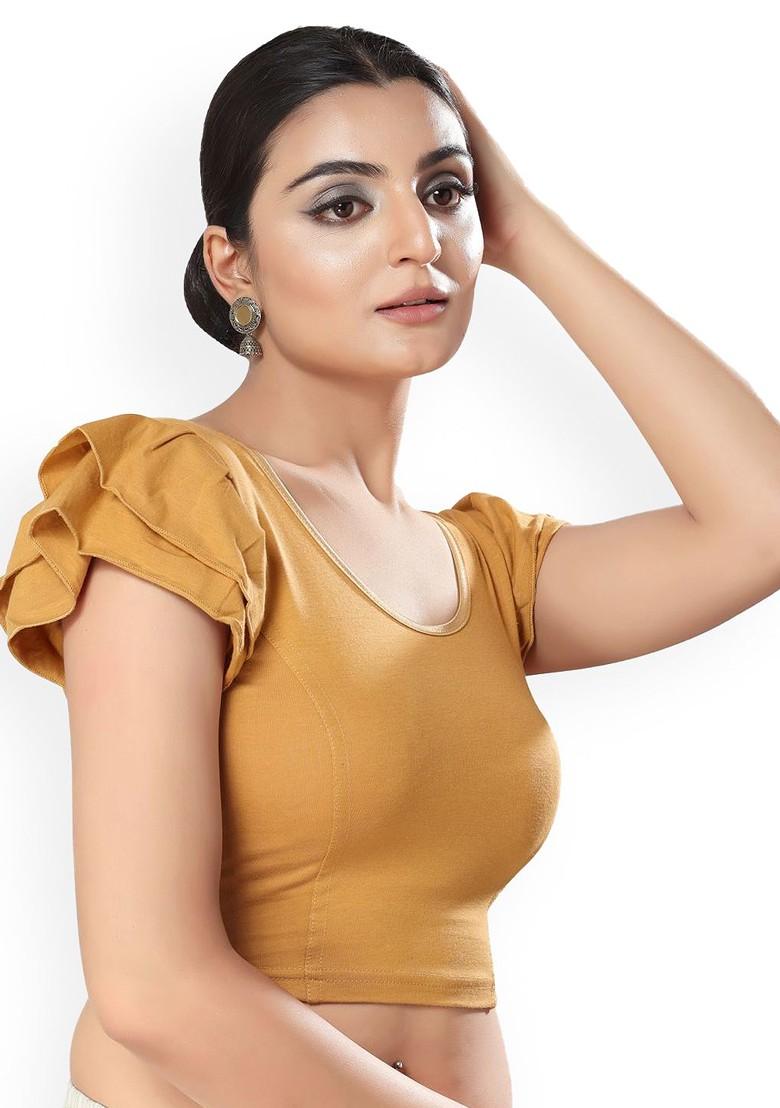 Round Neck Non Padded Stretchable Saree Blouse