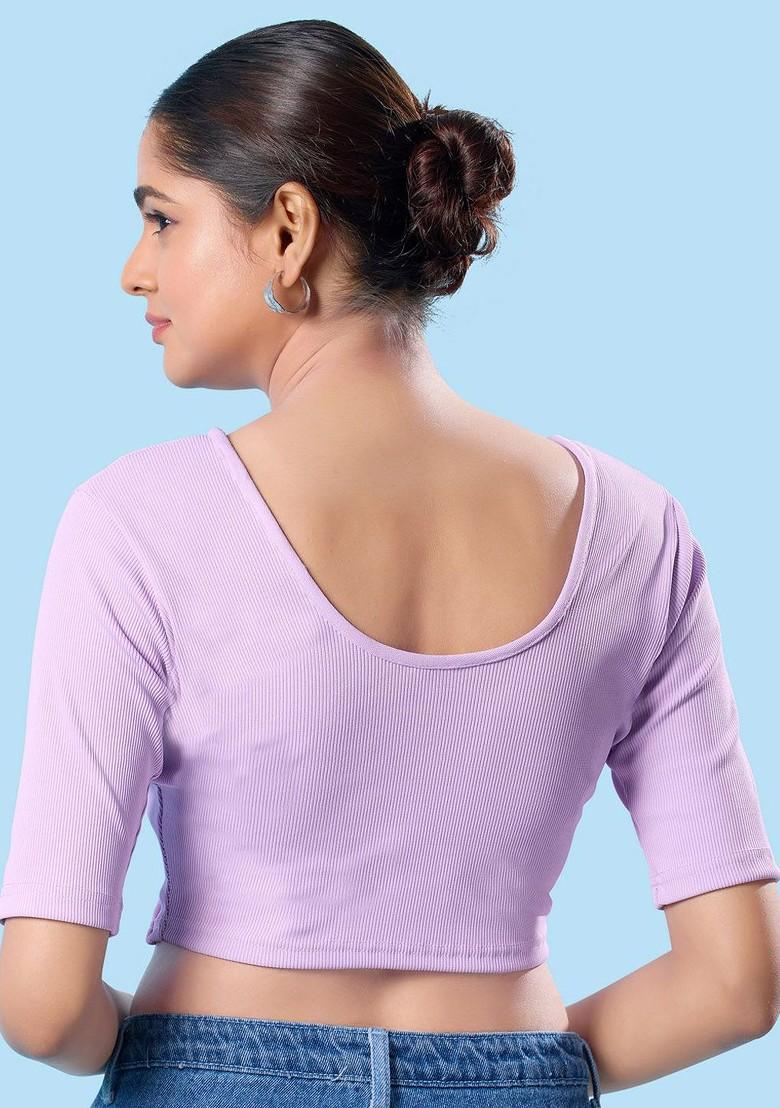 V Neck Three Quarter Sleeves Non Padded Saree Blouse