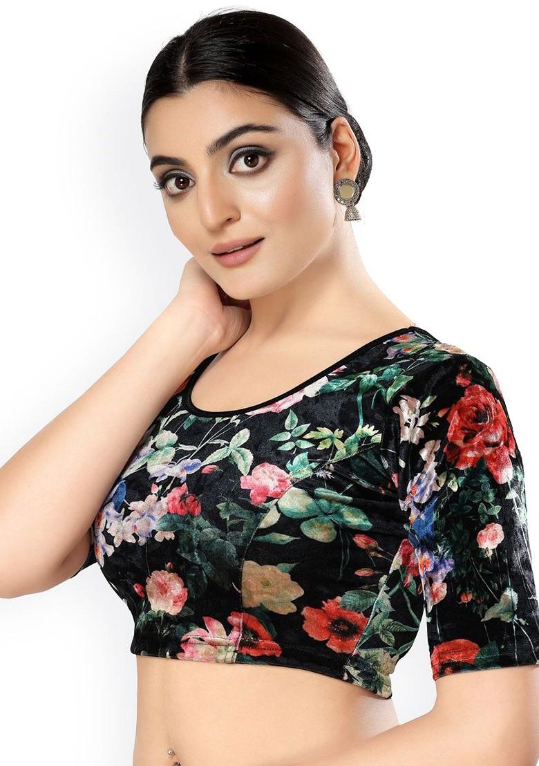 Printed Round Neck Saree Blouse