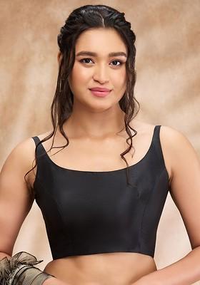 Women Taffeta Silk Sleeveless Saree Blouse