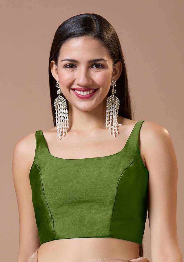 Women Silk Padded Readymade Saree Blouse - Indya