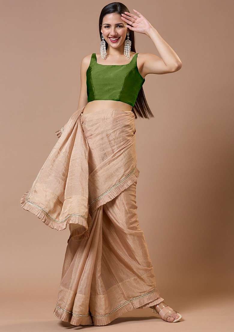 Women Silk Padded Readymade Saree Blouse - Indya