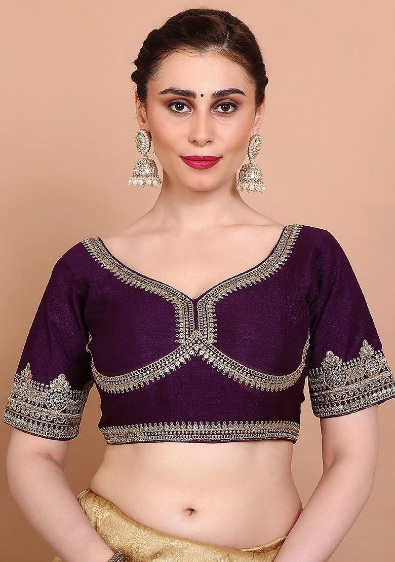 Embroidered Silk Sweetheart Neck Saree Blouse