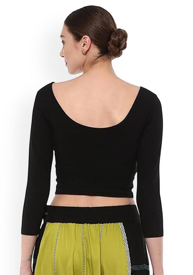 Women Stretchable Round Neck Readymade Saree Blouse