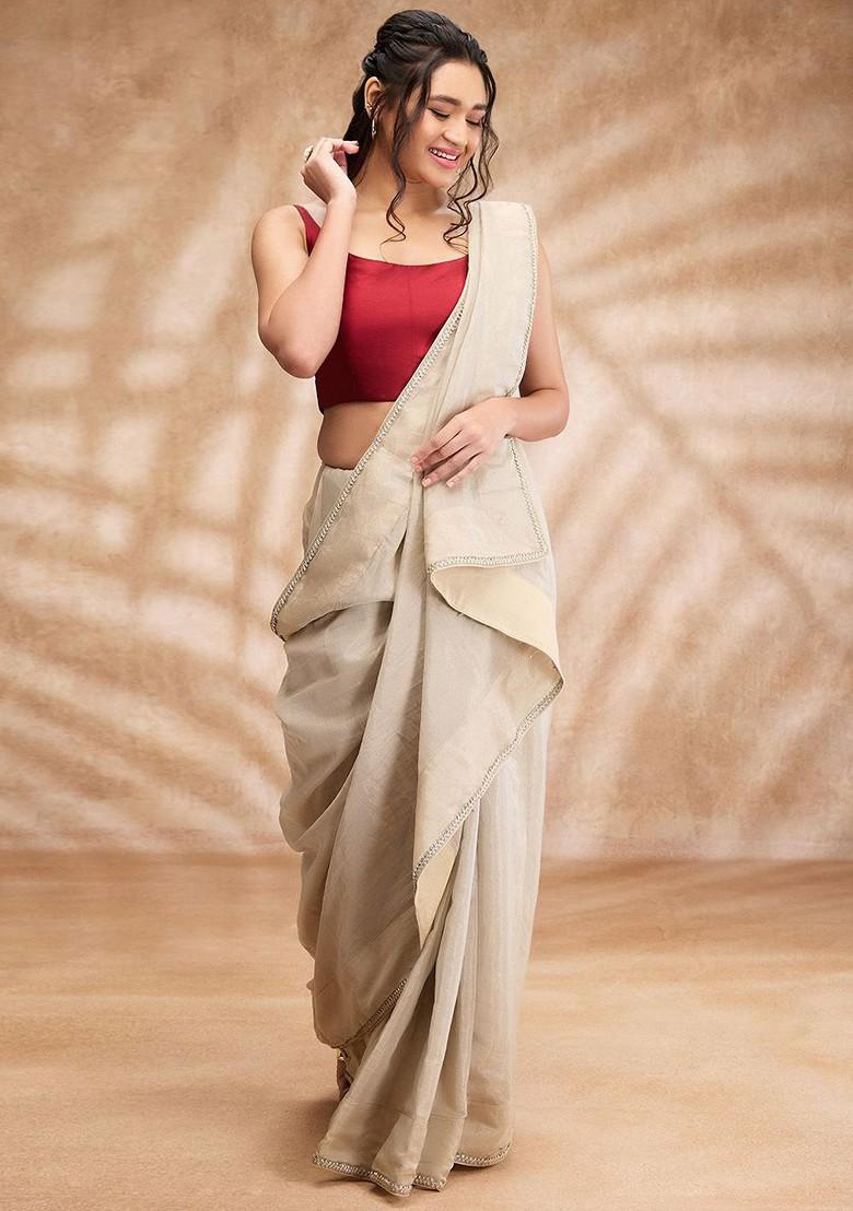 Maroon Taffeta Silk Solid Round Neck Sleeveless Blouse