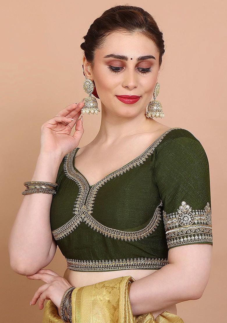 Embroidered Sweetheart Neck Alterable Saree Blouse