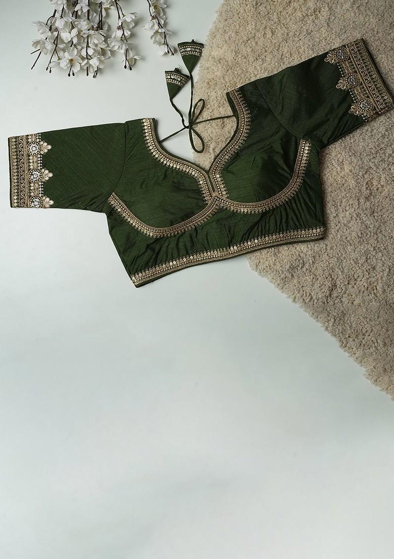 Embroidered Sweetheart Neck Alterable Saree Blouse