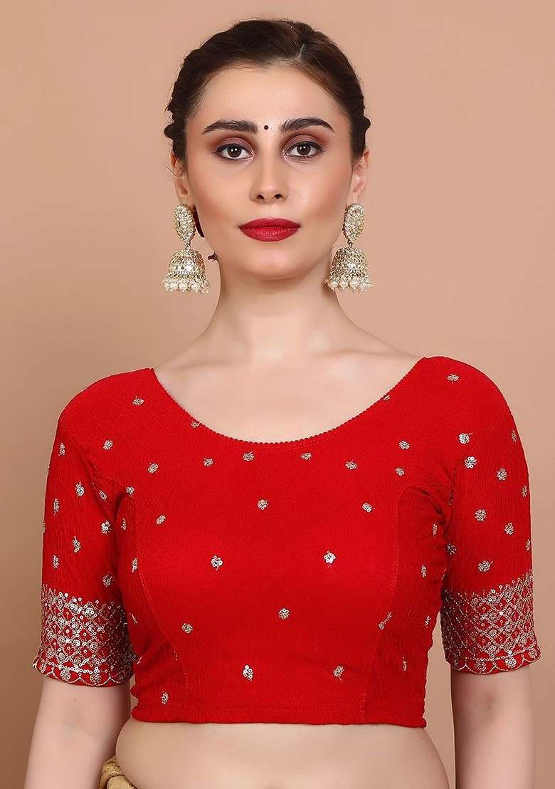 Embroidered Stretchable Saree Blouse - Indya