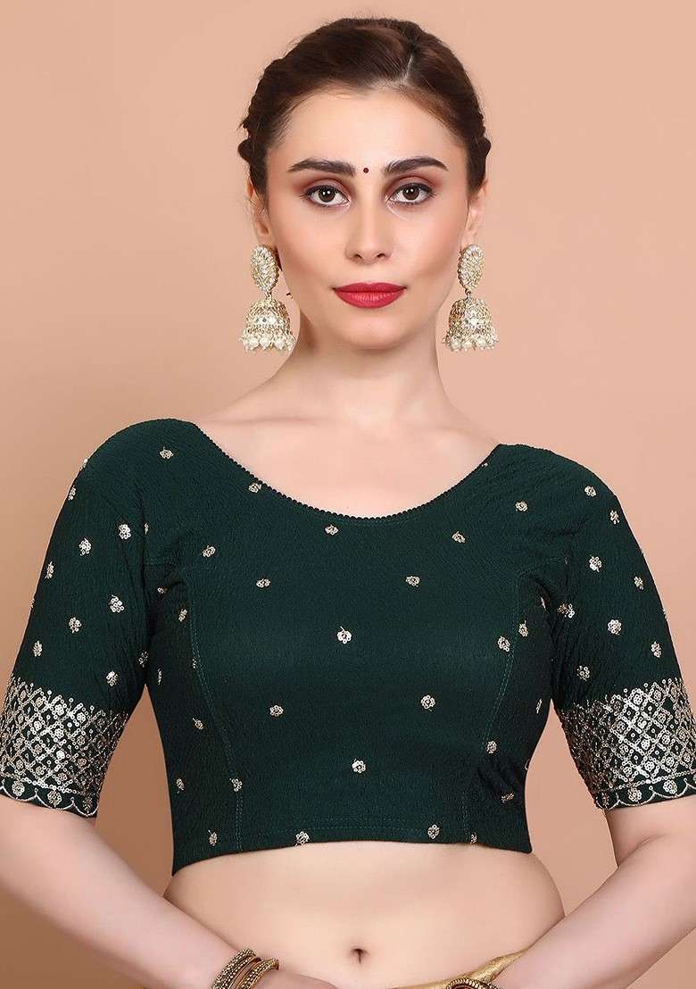 Embroidered Stretchable Saree Blouse - Indya
