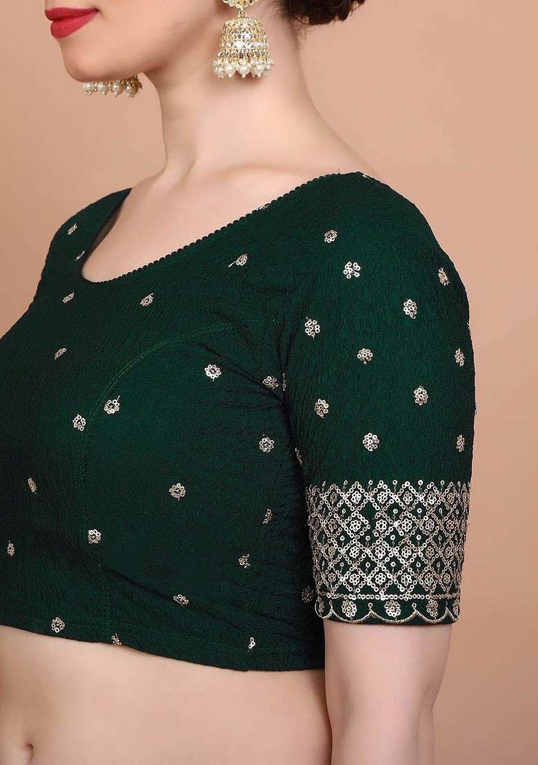 Embroidered Stretchable Saree Blouse - Indya