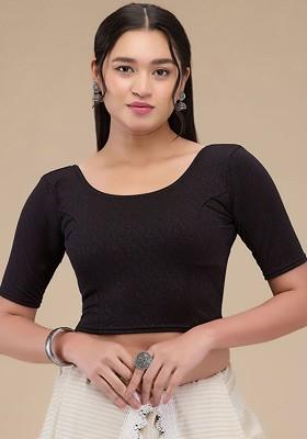 Self Design Readymade Non Padded Saree Blouse