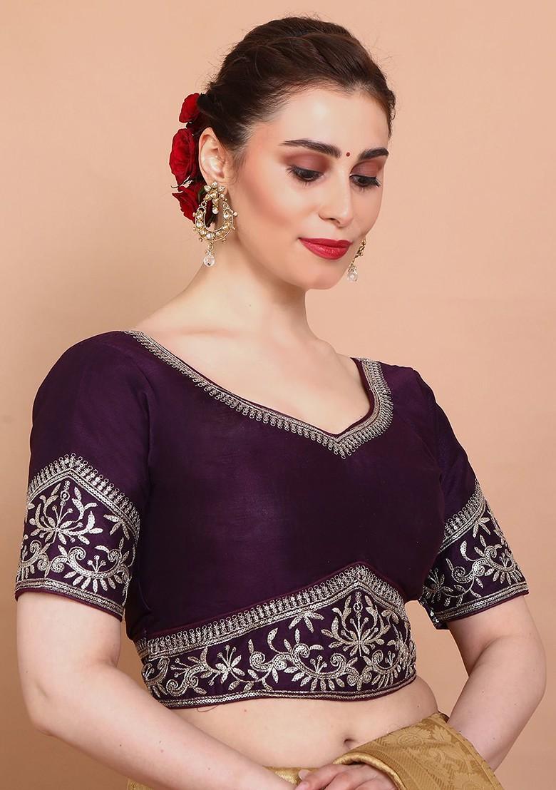 Embroidered Silk Sweetheart Neck Saree Blouse