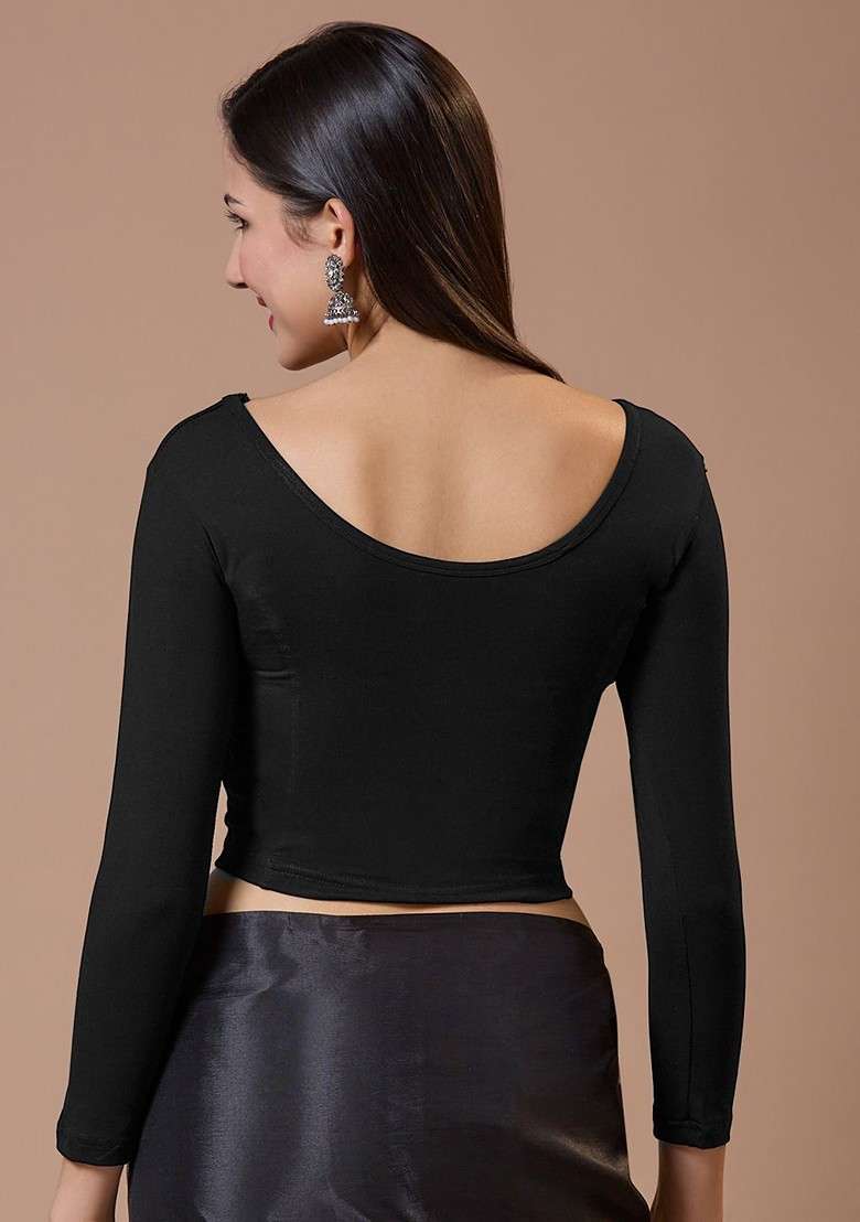 V Neck Non Padded Readymade Saree Blouse - Indya