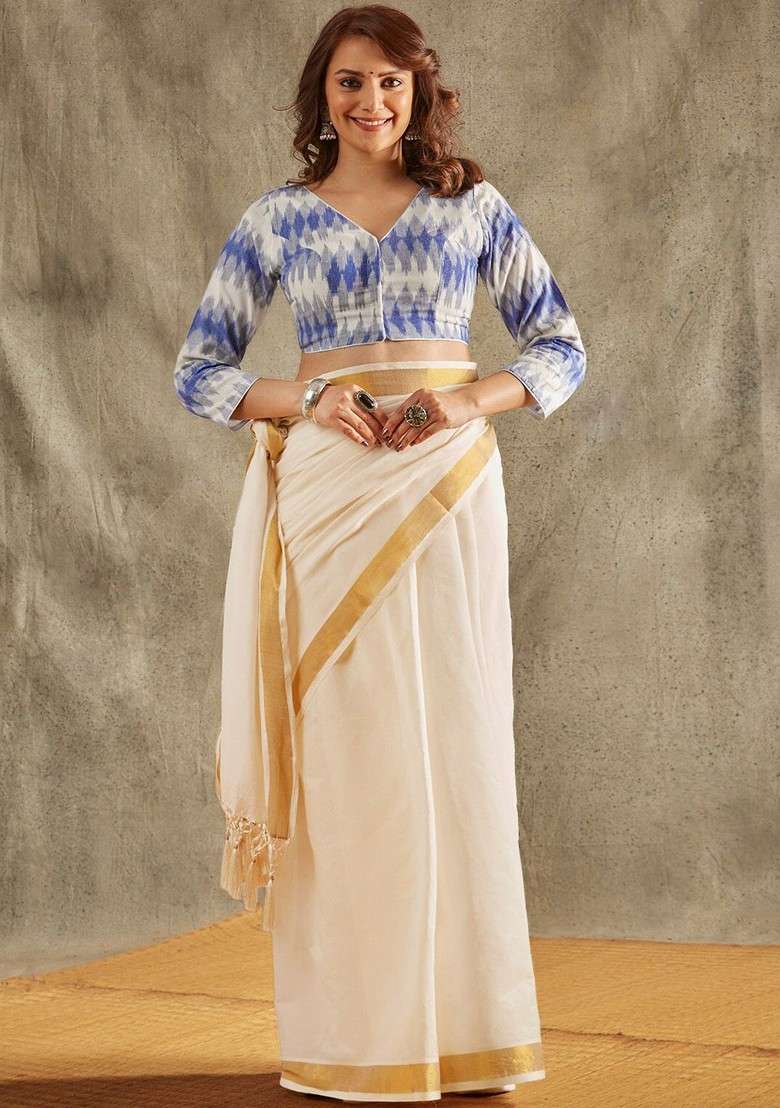 Printed Cotton Saree Blouse - Indya